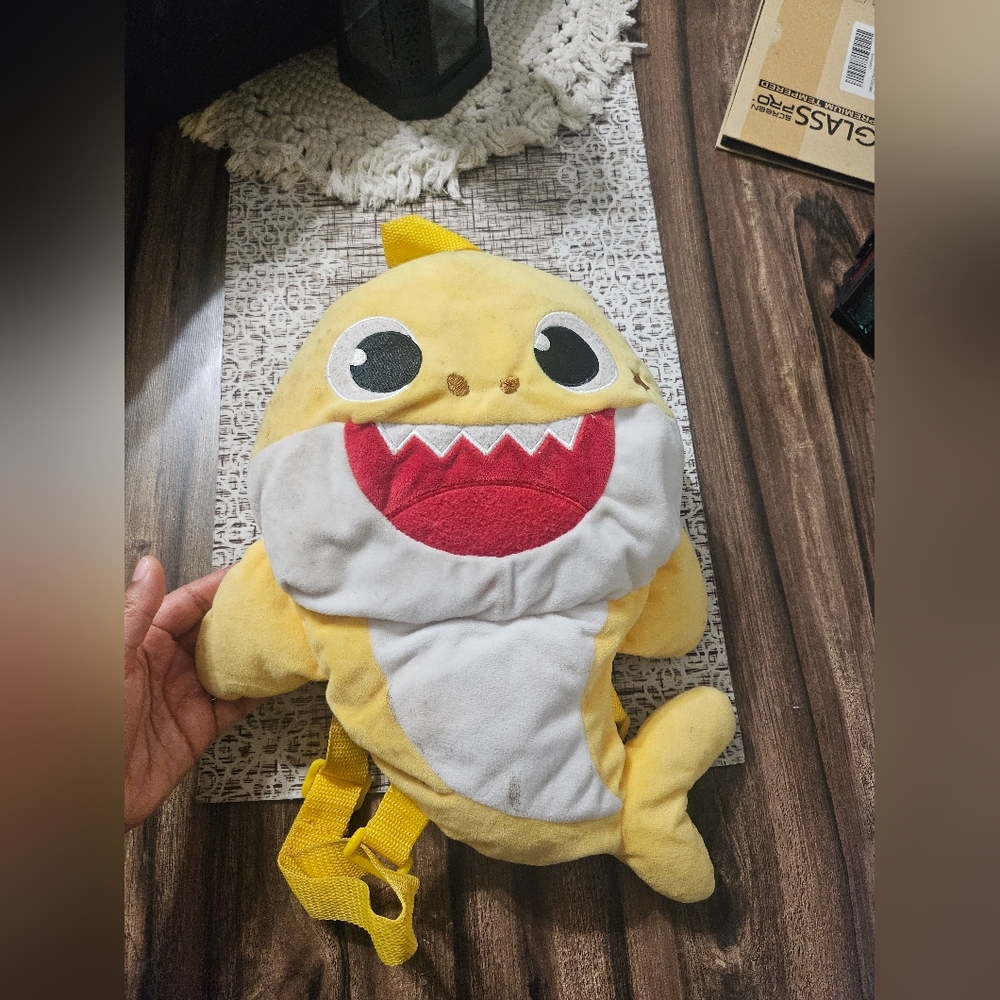 Yellow Shark Plush Backpack